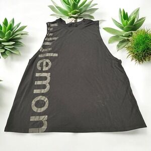 Lululemon‎ Women's Black Tank Top Sleeveless Athleisure Logo Size 12
